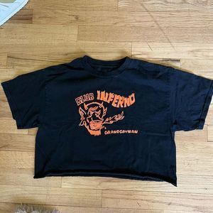 John Galt black cropped graphic tee shirt OS Small Brandy Melville